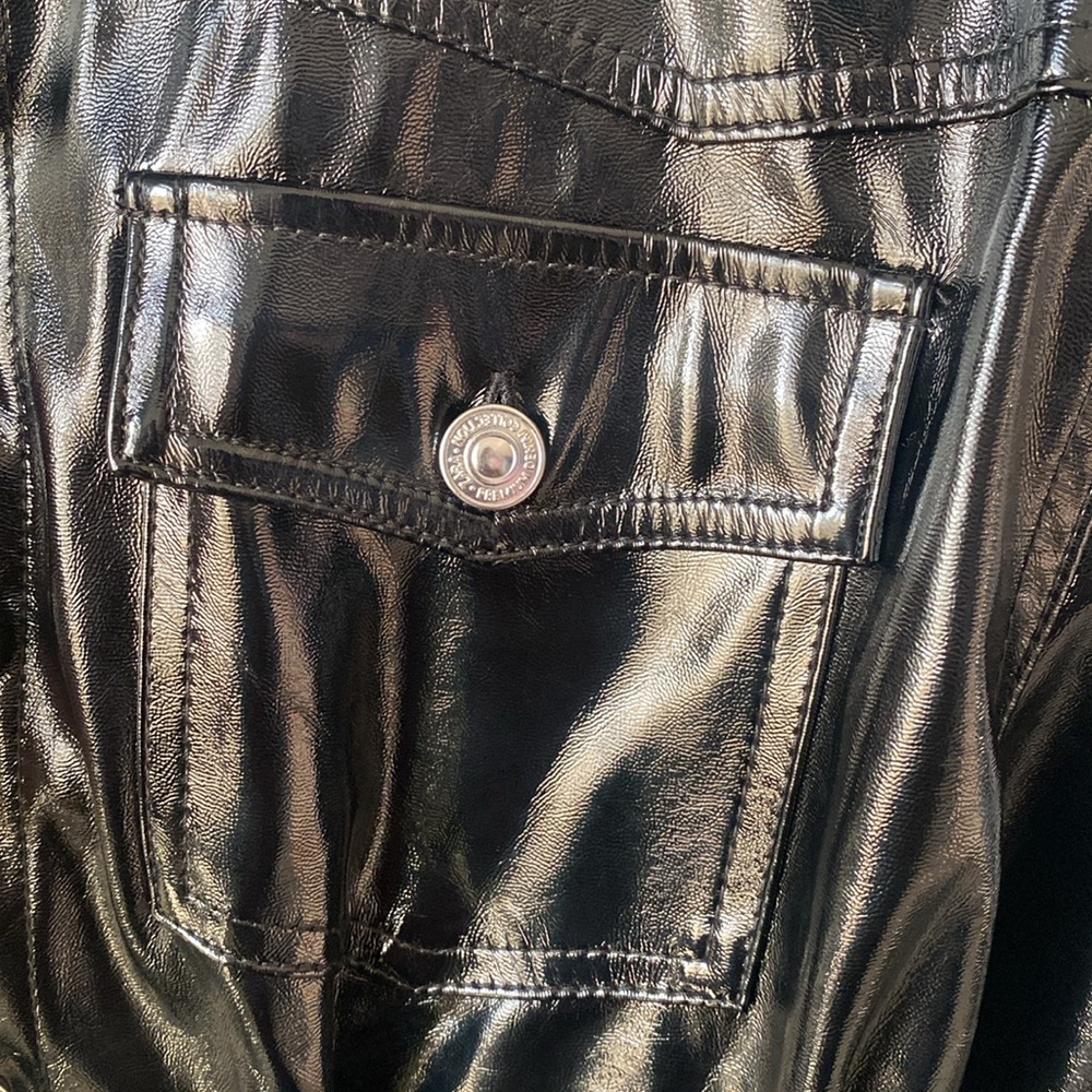 Black Metallic Leather Jacket - Picture 2 of 4